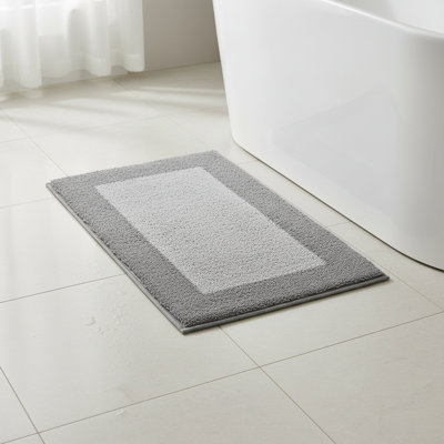 Grey Non-Slip Bathroom Mat, 24 X 36 Inches, Ultra-Soft, Skin-Friendly, Highly Absorbent, Machine Washable, Quick-Drying, Suitable For Bathrooms, Showers, Bathtubs, And Sinks.