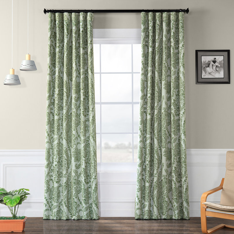 Alexiyana Vintage Paisley Room Darkening Curtains For Bedroom & Living Room Curtains (1 Panel), 50"W x 96"L, Tea Time Green