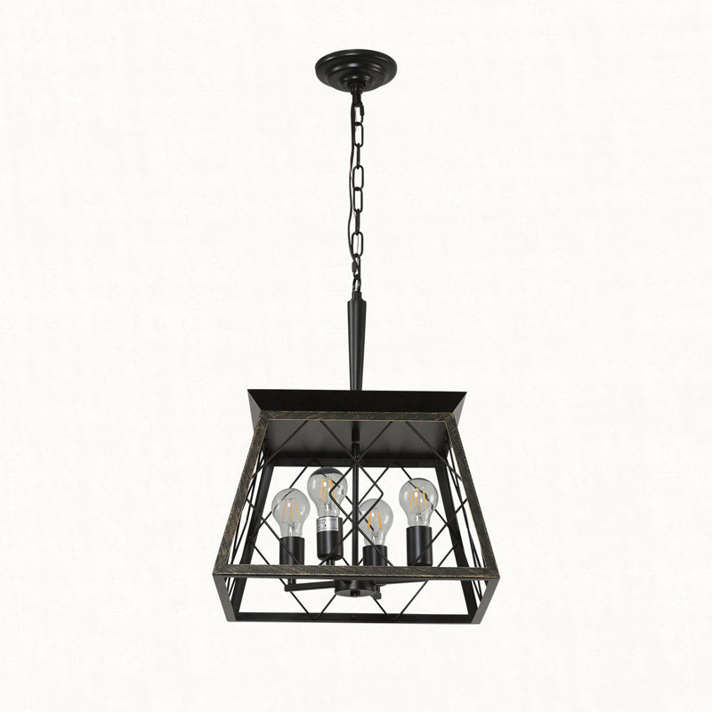 Lustre suspendu industriel 16 lumières à 4 lumières, cage moderne en métal, luminaire suspendu réglable pour la salle à manger, la cuisine et le salon (sans ampoules)