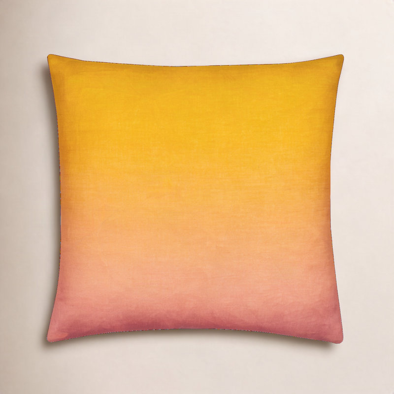 Housse et insert de coussin carré en mélange de lin Deadra, Inférieur, Orange brûlé, 22 po x 22 po