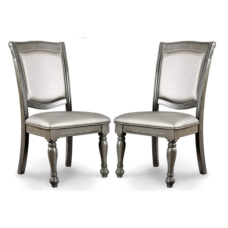 Calie Upholstered Open Back Side Chair in Espresso, Gray