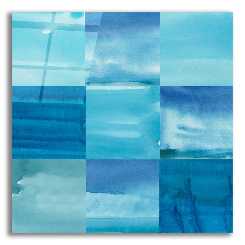  «Blue Jean Blues 2» par Alicia Longley, art mural en verre acrylique, 12 po x 12 po