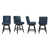 Dark Blue Faux Leather Seat/Espresso Frame