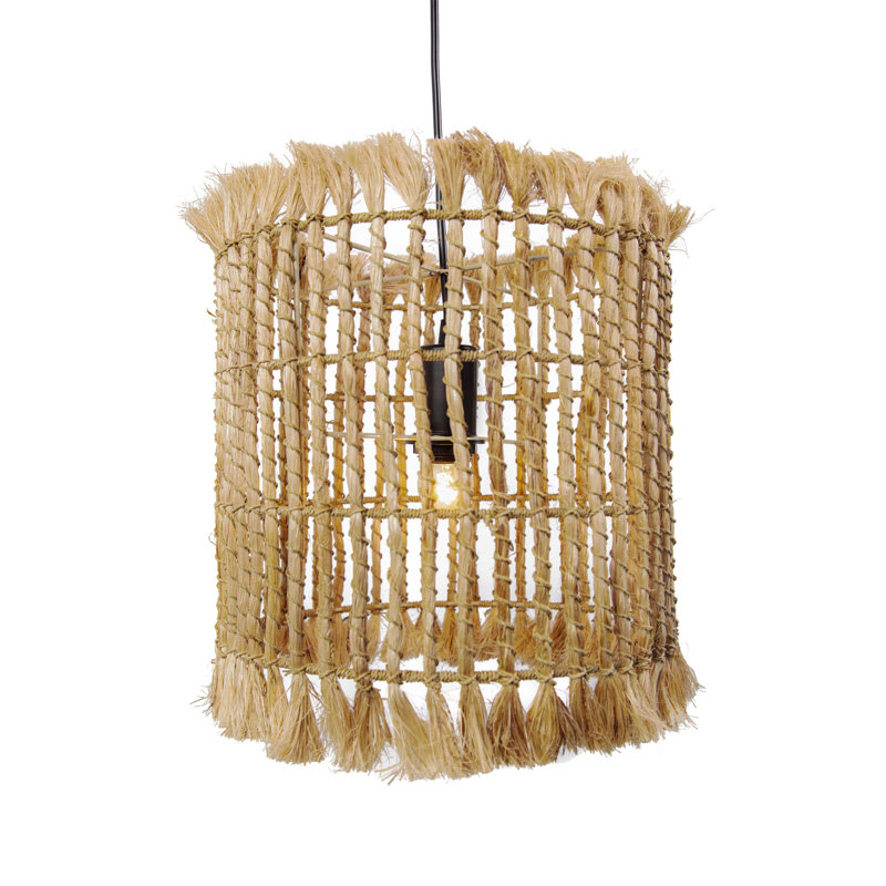 1 - Light Lantern Cylinder Pendant with Rope Accents