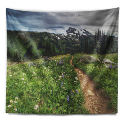 Chemin de polyester à travers des champs à fleurs tapisserie avec accessoires suspendus inclus