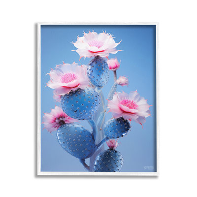 Fleurs de cactus épineuses, estampe numérique encadrée par RB