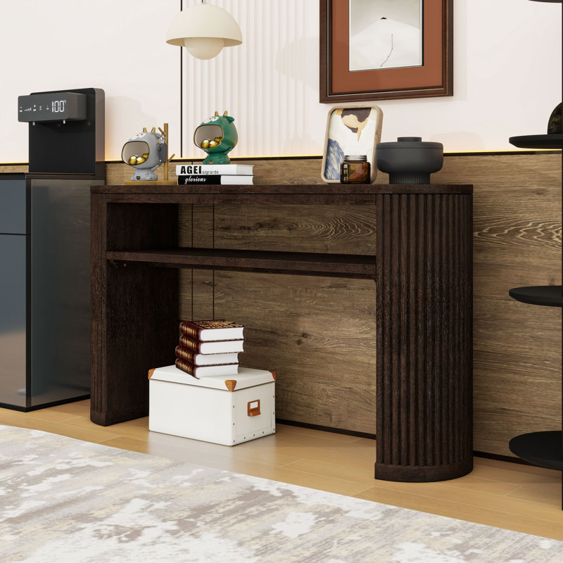 Farmhouse Console Table with Open Shelf, Espresso