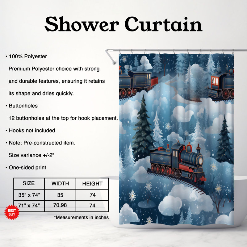 Rideau de douche Jolly Train - Premium, H 74 po x l 71 po