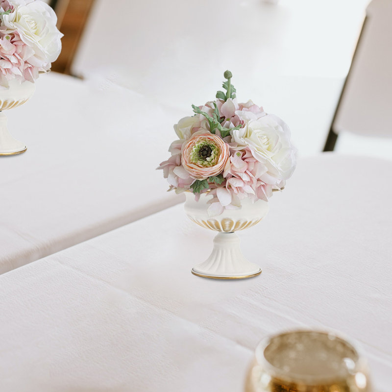 Vase de centre de mariage blanc élégant, 4