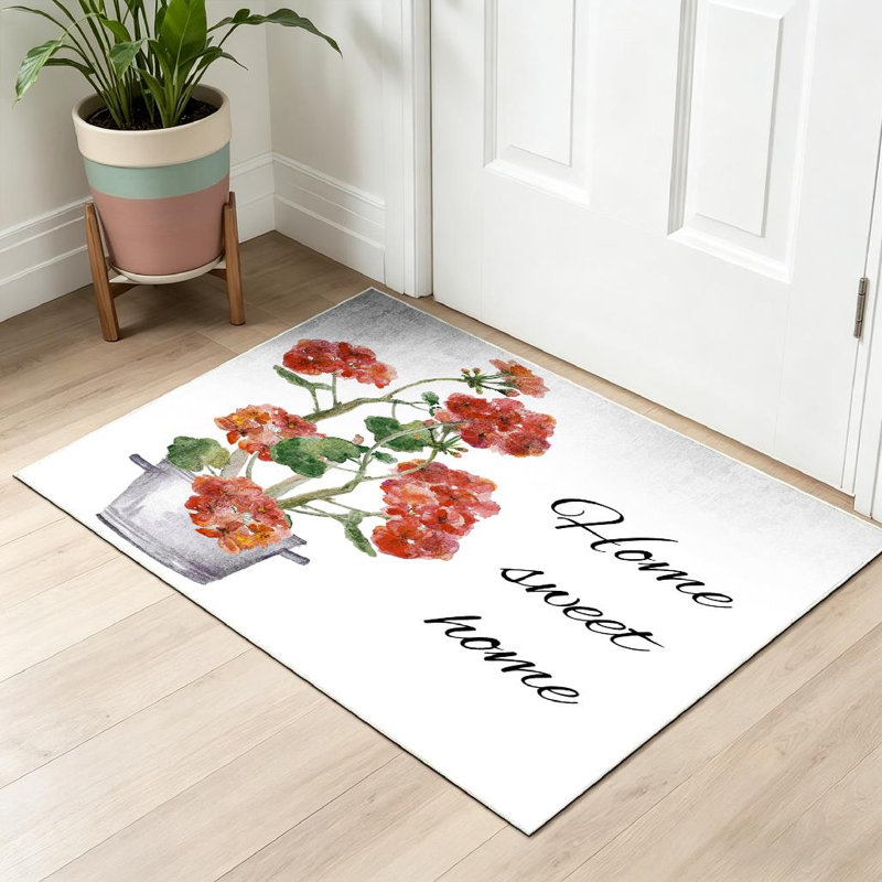 Tapis d'intérieur lavable à la machine rouge