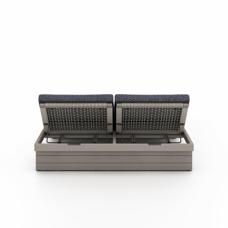 Leroy Outdoor Teak Chaise Lounge, Weathered Gray, Stone Gray