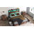 Bed Frame with 4 Storage Drawers and 2-tier Solid Wood Headboard Storage With Charging Station and LED Lights, Noise Free-1173791688-1158615073