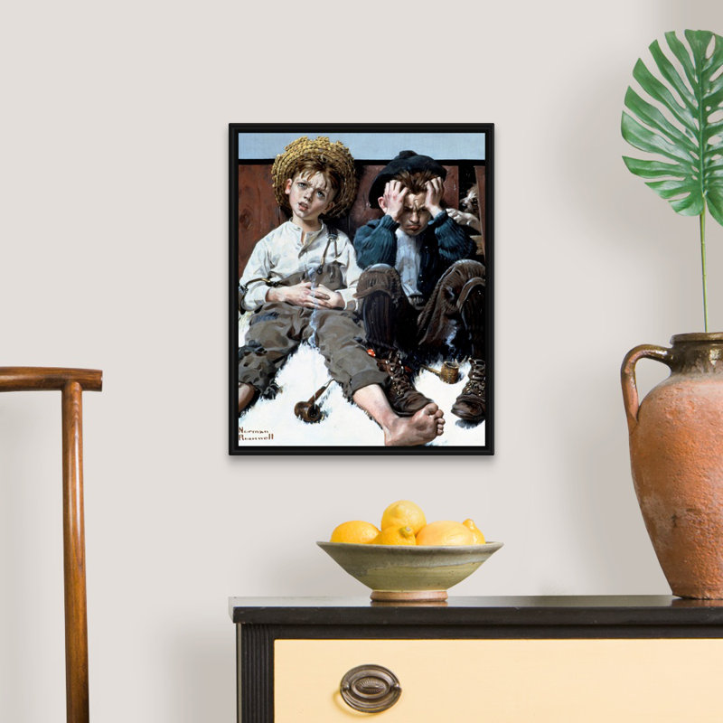 Norman Rockwell Retribution! Toile, art mural, Cadre flottant noir, H 22 po x l 18 po x P 1,75 po