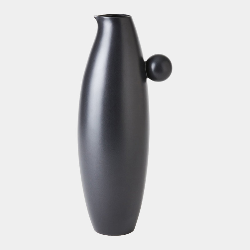 Ball Ceramic Pitcher, 88 Ounces, Black