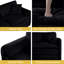 Canapé en chenille noir, 2 avec accoudoirs carrés, élégant pour le salon, la structure et-447412948
