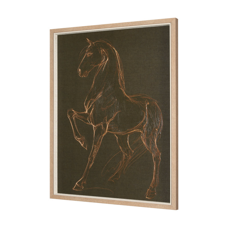 «Horse III Olive a», reproduction d'art encadrée texturée à la main, 31.5L x 1.6W x 41.5H, Horse IV Olive, Brun