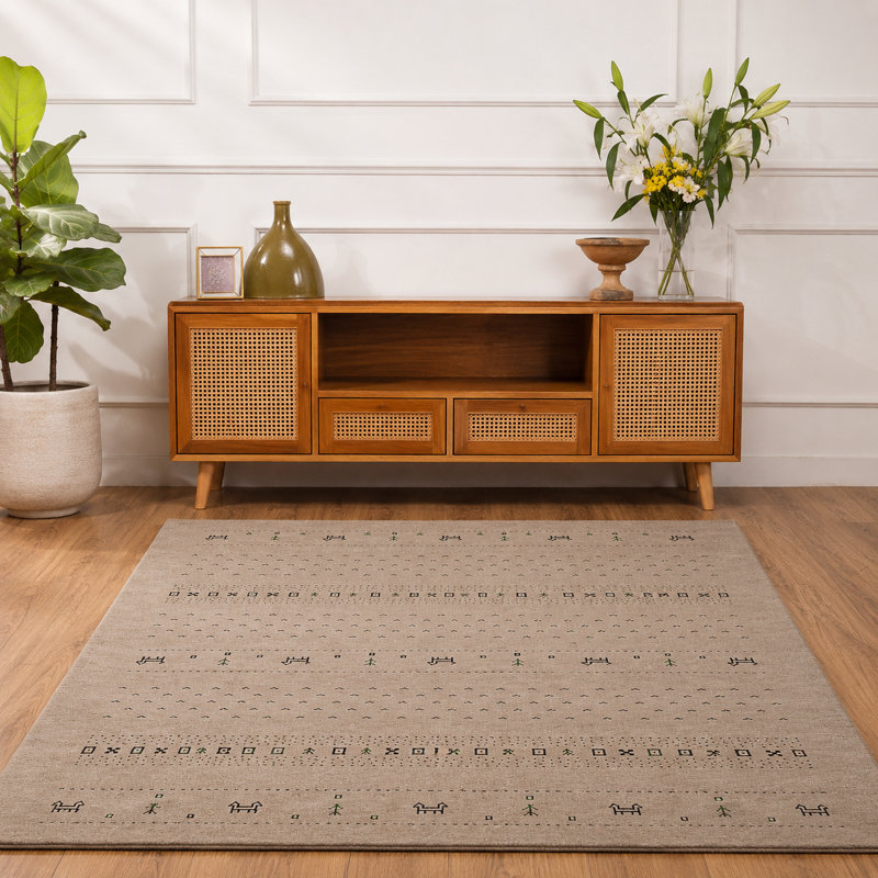 St Catherine Hand Knotted Loom Wool Eco-Friendly Area Rugs - Square, Contemporary Modern Design, High Pile Thick Handmade Anti Skid Area Rugs for Living Room, Bed Room