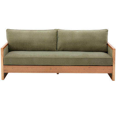 Modern Three-Seater Chenille Upholstery Sofa With Comfortable Cushions And Solid Wood Armrests For Elegant Living Rooms