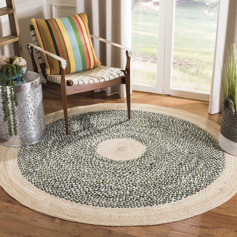 Tapis en jute de coton tissé à la main Zeitler, Rond 5 pi