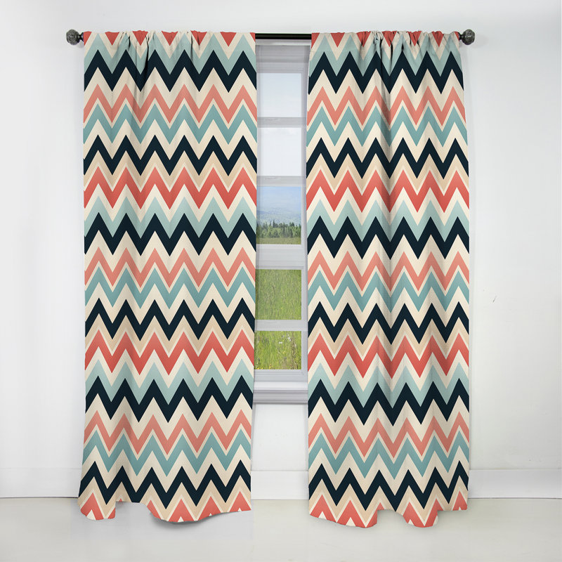 Chevrons de couleur douce rétro multicolore I - rideaux à chevrons - rideau occultant - 1 panneaux, L 52 po x L 108 po