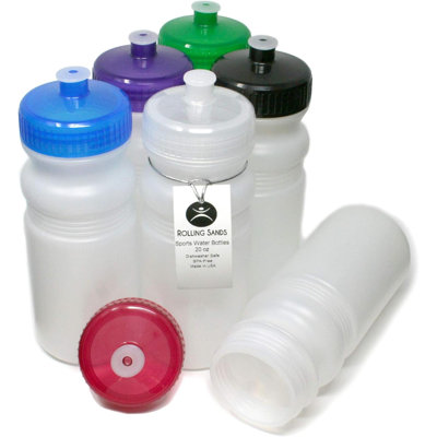 20 bouteilles de sport de 20 onces, paquet de 6, sans BPA, fabriqué aux États-Unis, lavable au lave-vaisselle, bouteilles transparentes givrées / variété
