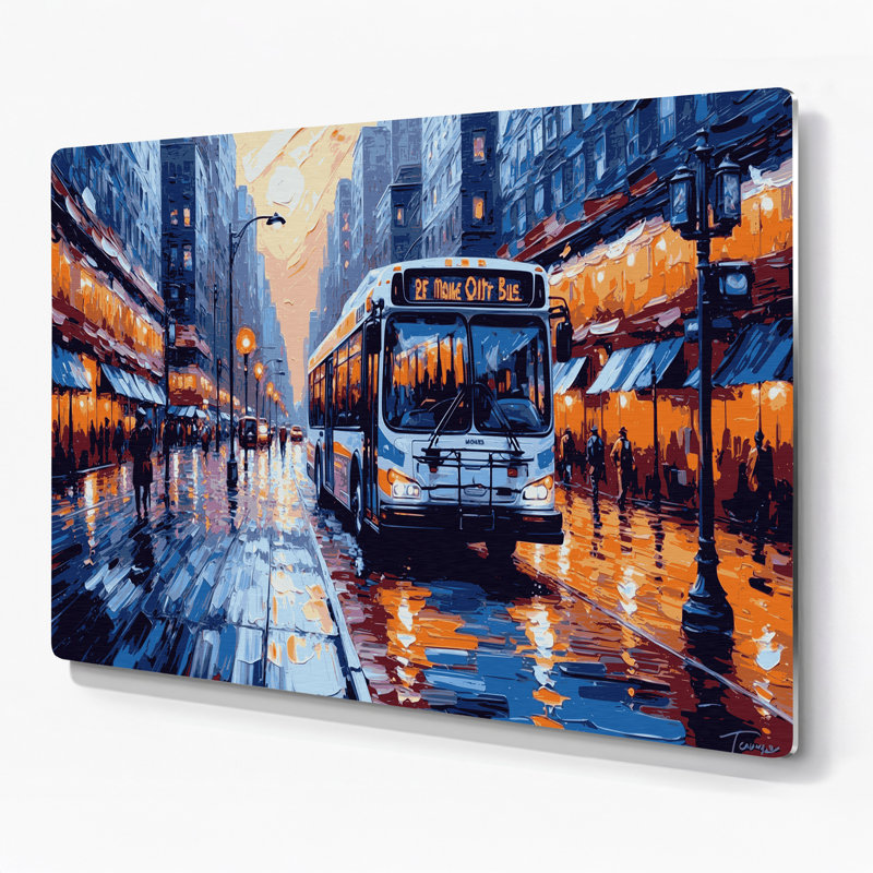 Transport en bus urbain et transport en commun, art mural mauve, H 288 po x l 432 po x P 0,05 po