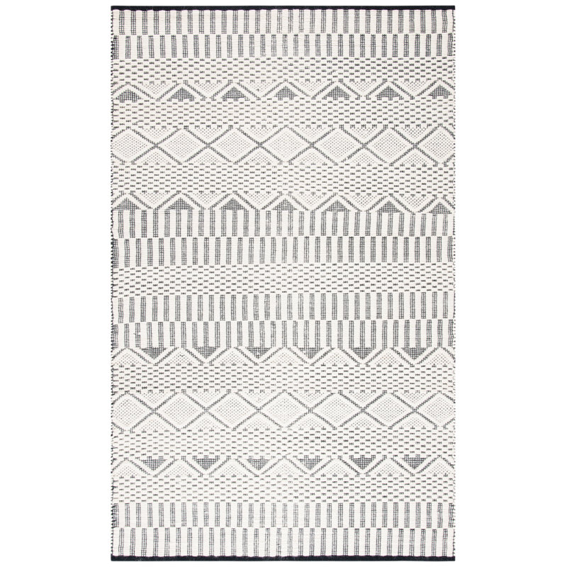 Tapis géométrique en laine tissé à la main Serna Natura, Rectangle 9 pi x 12 pi