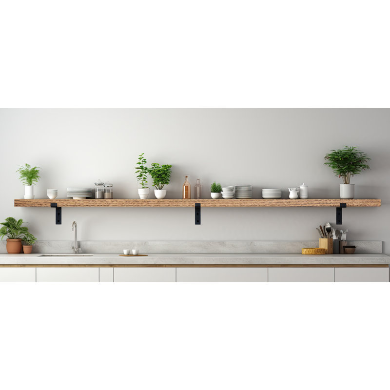 Tablette en bois massif Janari, H 2 po x l 61 po x P 6 po, Honey