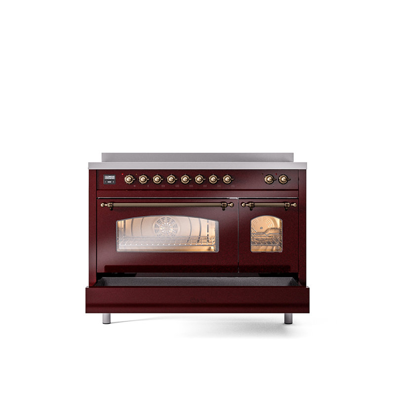 ILVE Nostalgie II 48 in Induction Range, Burgundy/Bronze