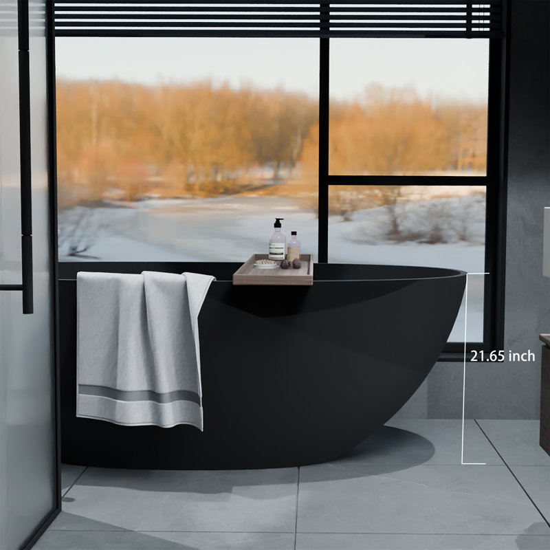 Baignoire ovale autoportante de 65 pouces Modern Modern Modern, Noir mat