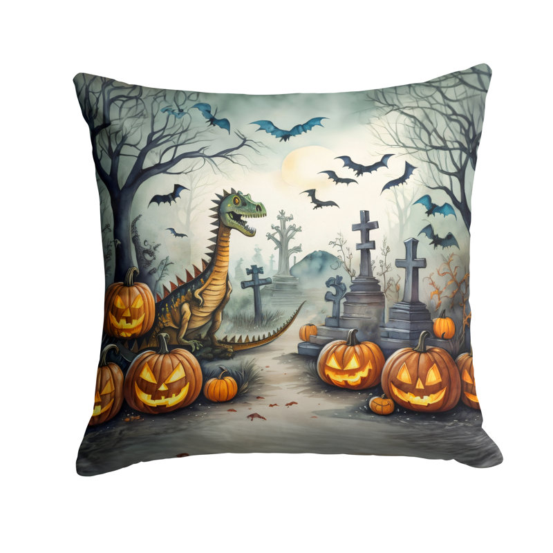 Coussin décoratif intérieur / extérieur en polyester More / Spooky More Spooky Halloween, 14 po x 14 po