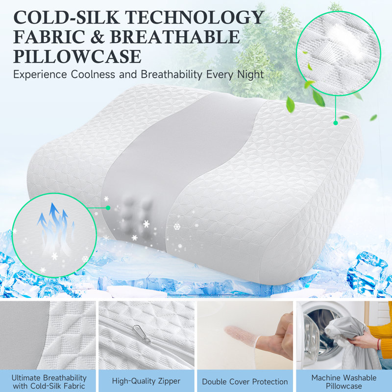 Luxury Ergonomic Contour memory foam pillow For Neck Pain and Pain Relief, Orthopedic Bed Pillows Cooling Pillow For Neck Support