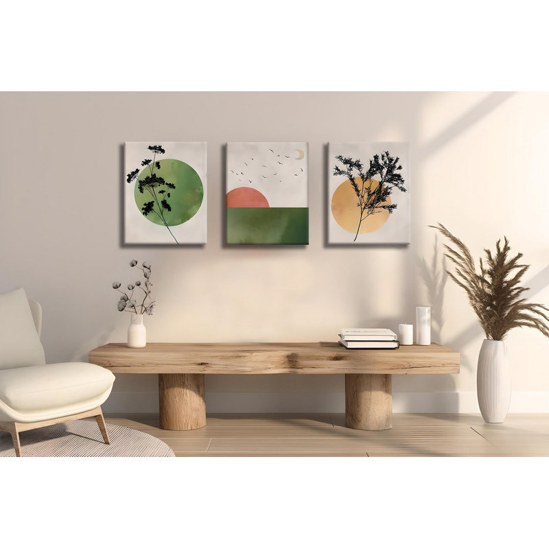 Stunning 3-Piece Decorative Canvas Painting Set, 11.8 x 15.7 inches Each | 50% Cotton / 50% Polyester, Digital Printing on Canvas | Elegant Wooden Frame (0.8 x 1.2 inches), Perfect for Home Décor & Art Lovers