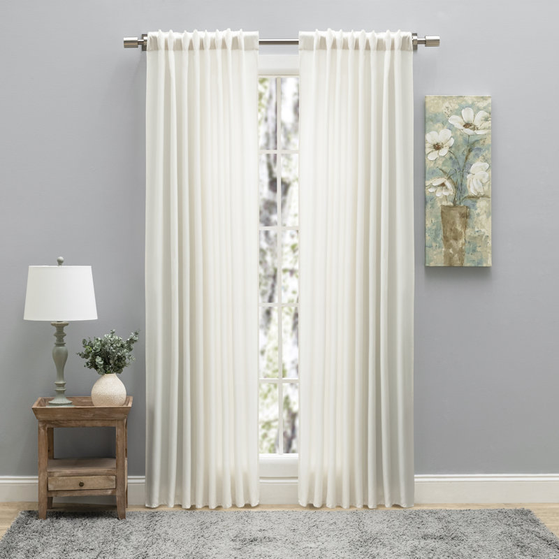 Alsup Classic Solid Semi-Sheer Rod Pocket Single Curtain Panel in Bold Colors & Sizes, Ivory, 56" W x 84" L