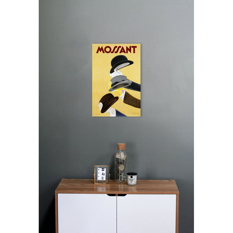«Art for less», publicité rétro sur toile tendue «Mossant», H 18 po x l 12 po x P 1,5 po