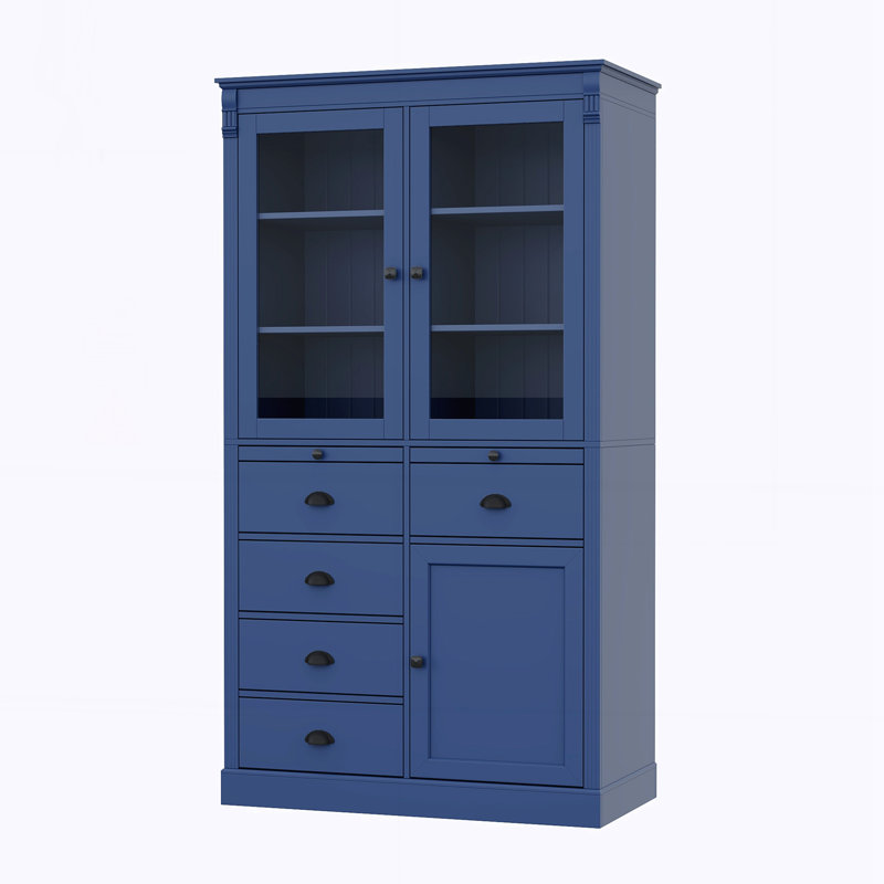 Vitrine avec portes vitrées, Bleu