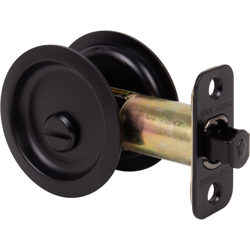 Serrure ronde pour porte escamotable, Noir mat