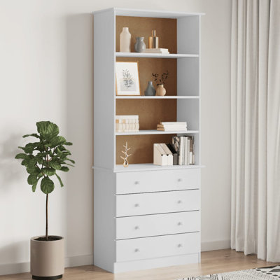 vidaXL Bookcase Solid pine wood 30.3 x 13.8 x 73.4 in Bookcase