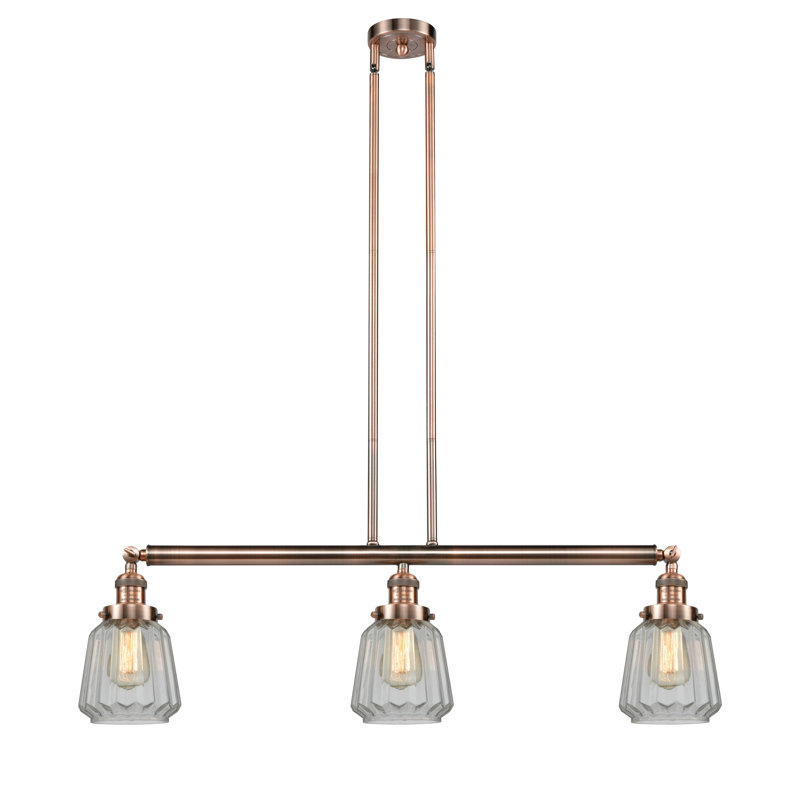 Vinson 3 - Light Kitchen Island Pendant, Clear, No Bulb Included, Antique Copper