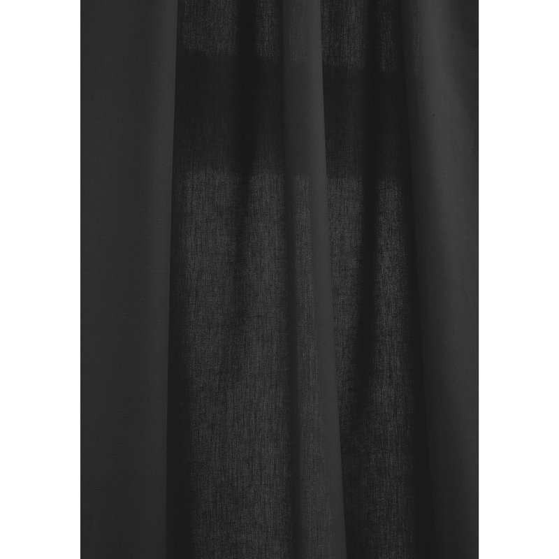 Cotton Linen Curtain with Rod Pocket, Black, 52" W x 108" L