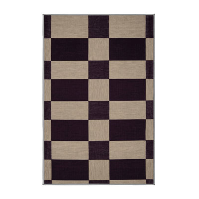 Tapis gris à carreaux lavable à la machine