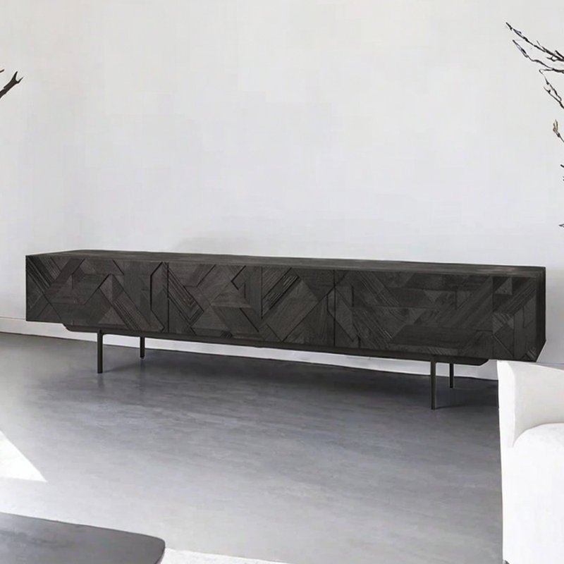 Design sense carved solid wood TV cabinet
