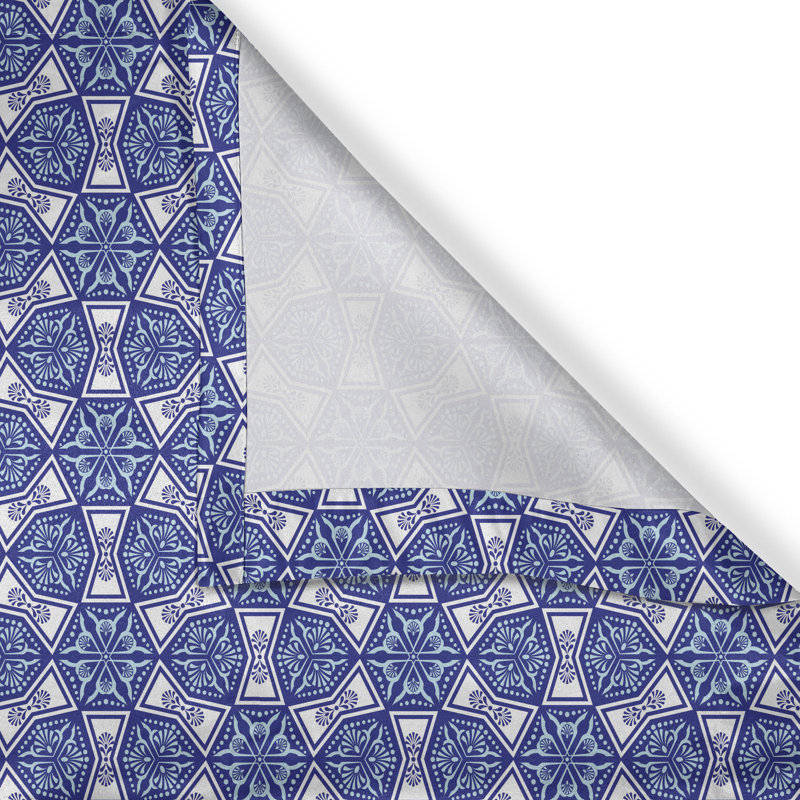 Rideau décoratif à motif turc avec œillets, 2 panneaux, 50 po x 72 po, bleu royal / bleu pâle