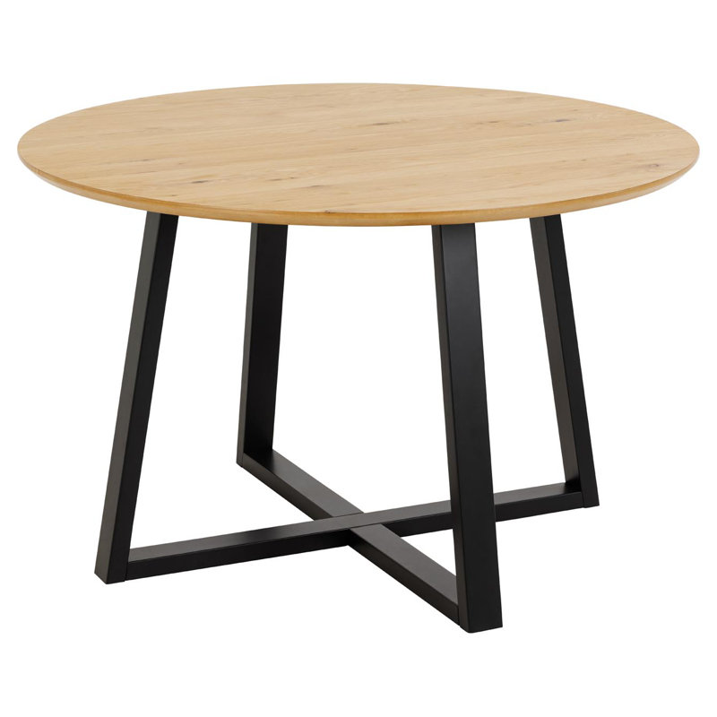 Calvino Oak Round Dining Table, Black 1 