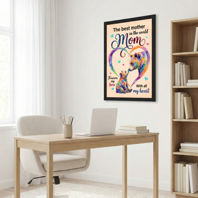 Aquarelle, ours, mère et ourson, conception sur toile tendue, reproduction de peinture à l'huile sur toile, décoration pour chambre à coucher, salon, cadeau pour maman