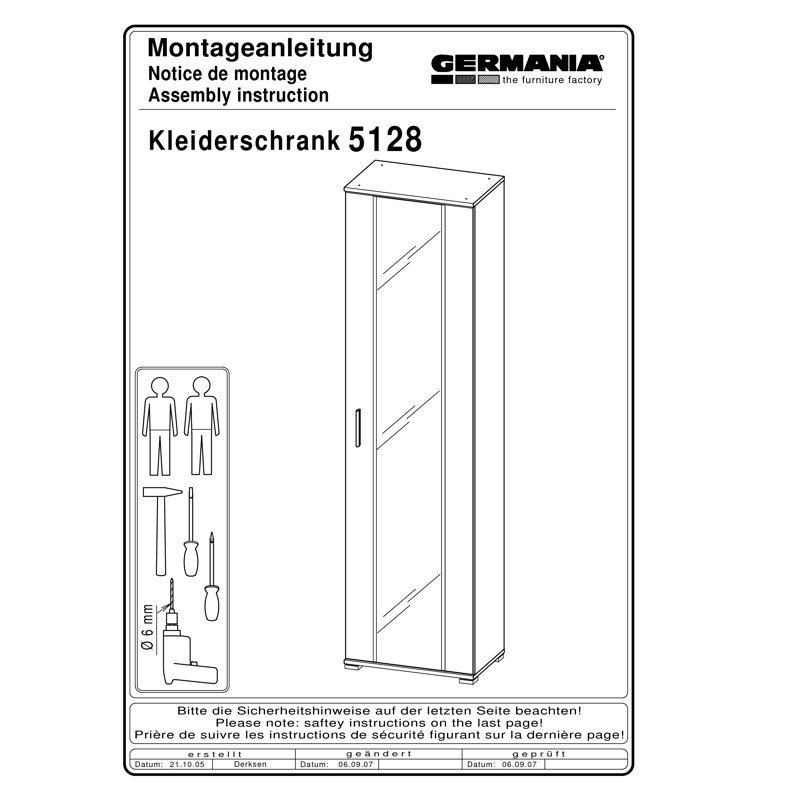 1 Door Wood Wardrobe, White / Rosales
