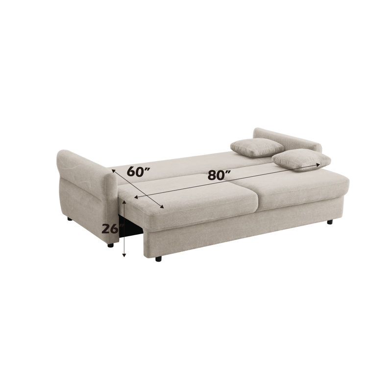 Canapé-lit en tissu avec rangement Haran, Beige