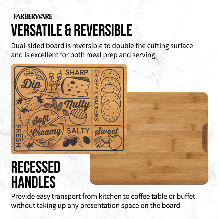 Farberware 3-Piece Kitchen Cutting Board Set, Reversible Chopping