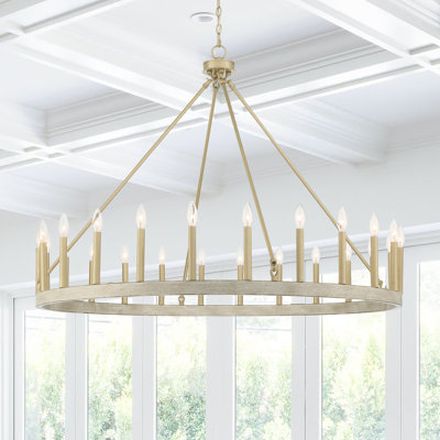 Adriana 24-Light Dimmable Candle Style Wagon Wheel Chandelier