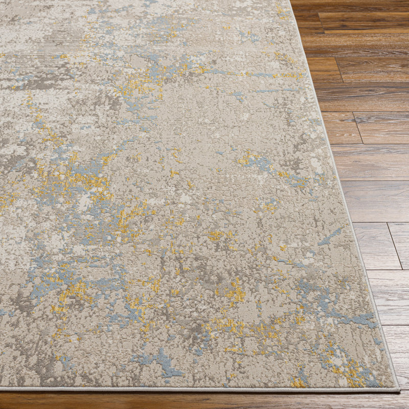 Tapis taupe; bleu, Rectangle 9 pi 2 po x 12 pi